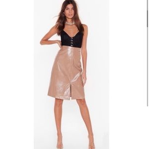 Nasty Gal Pleather Croc Midi Skirt